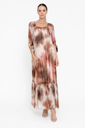 Rochie lejeră din mătase maro RGI0502