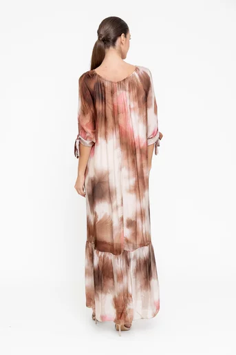 Rochie lejeră din mătase maro RGI0502