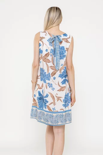Rochie lejeră din vâscoză alb-bleu RME0502