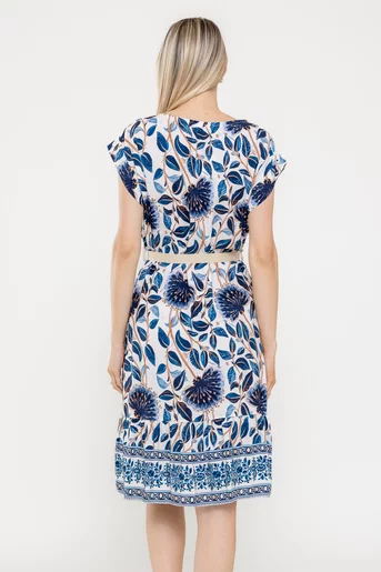 Rochie lejeră din vâscoză cu cordon ripsat bleumarin RME0501