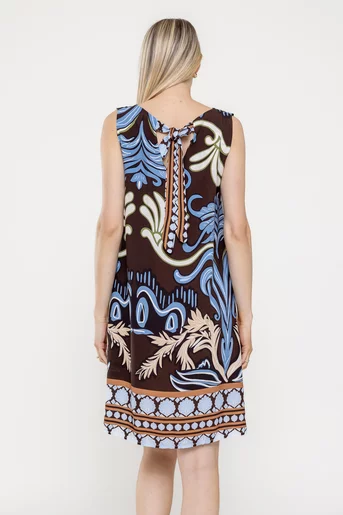 Rochie lejeră din vâscoză maro- bleu RME0502