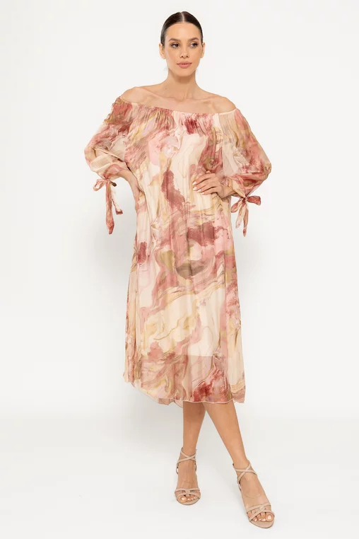 Rochie lejeră mătase naturală roz RHF0302 picture - 6