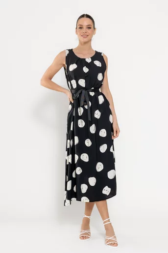 Rochie lejeră imprimeu buline alb-negru RBD0302
