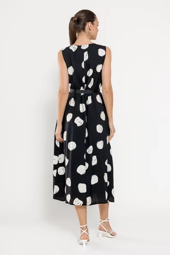 Rochie lejeră imprimeu buline alb-negru RBD0302