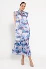 Rochie maxi cu volan amplu albastră REL0301 thumbnail picture - 
