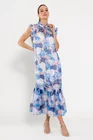 Rochie maxi cu volan amplu albastră REL0301 thumbnail picture - 