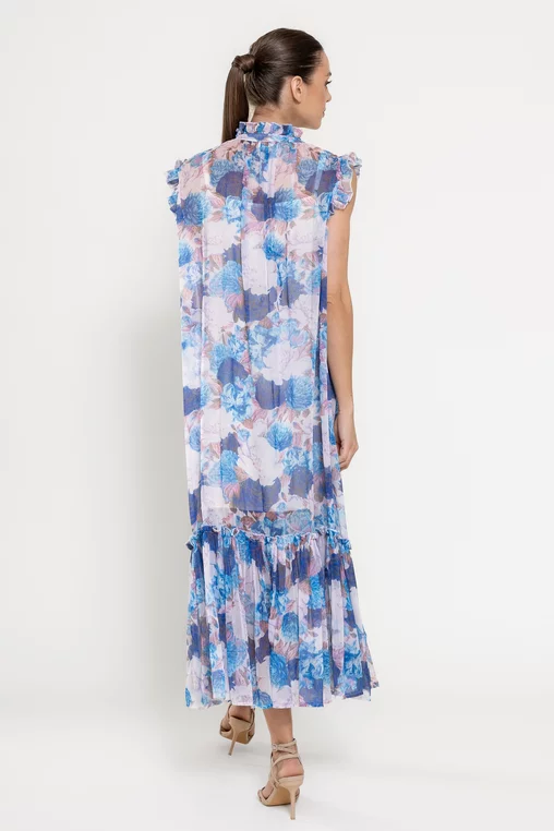 Rochie maxi cu volan amplu albastră REL0301 picture - 2