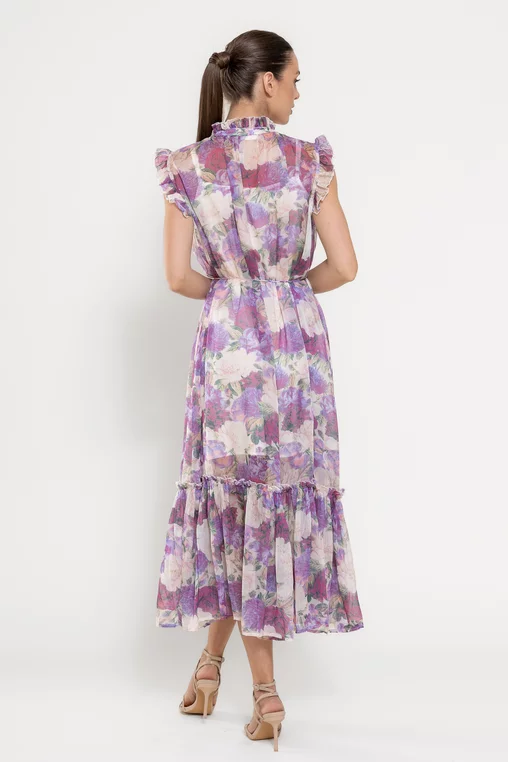 Rochie maxi cu volan amplu lila REL0301 picture - 2