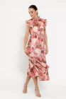 Rochie maxi cu volan amplu roz REL0301 thumbnail picture - 