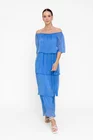 Rochie maxi cu volane albastră RBB0505 thumbnail picture - 