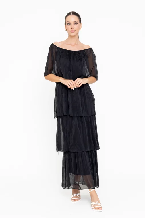 Rochie maxi cu volane neargă RBB0505 picture - 2