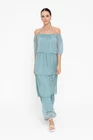 Rochie maxi cu volane turcoaz deschis RBB0505 thumbnail picture - 