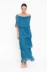 Rochie maxi cu volane turcoaz închis RBB0505 thumbnail picture - 