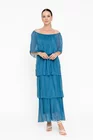 Rochie maxi cu volane turcoaz închis RBB0505 thumbnail picture - 