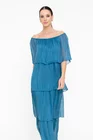 Rochie maxi cu volane turcoaz închis RBB0505 thumbnail picture - 
