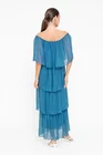 Rochie maxi cu volane turcoaz închis RBB0505 thumbnail picture - 