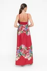 Rochie maxi din bumbac cu bretele subțiri  burgundy RBR0513 thumbnail picture - 