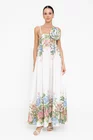 Rochie maxi din bumbac cu bretele subțiri  ivory RBR0513 thumbnail picture - 