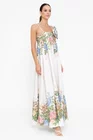 Rochie maxi din bumbac cu bretele subțiri  ivory RBR0513 thumbnail picture - 