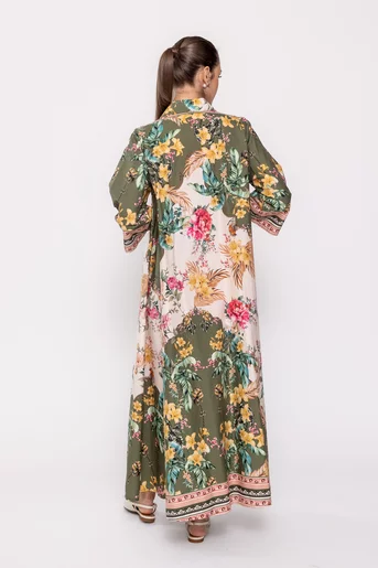 Rochie maxi din bumbac impriemu floral multicolor RBR0203