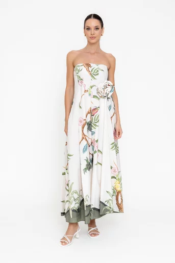 Rochie maxi din bumbac ivory RBR0510
