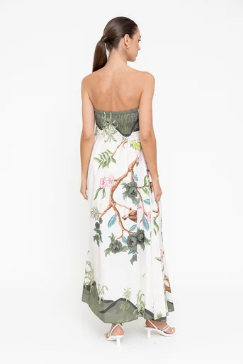 Rochie maxi din bumbac ivory RBR0510