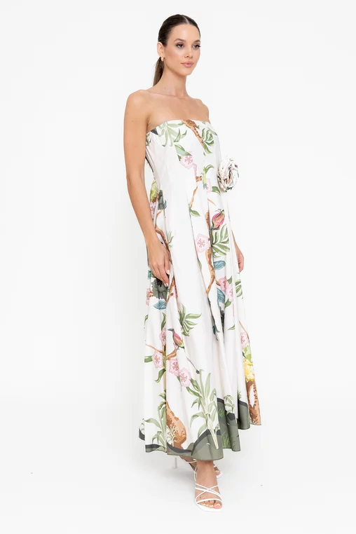 Rochie maxi din bumbac ivory RBR0510 picture - 3
