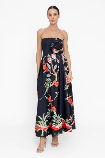 Rochie maxi din bumbac neagră RBR0510