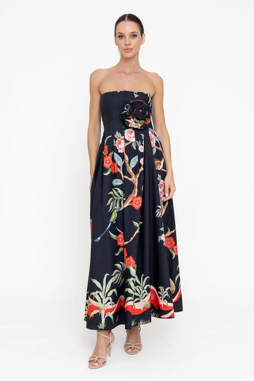 Rochie maxi din bumbac neagră RBR0510 picture - 1