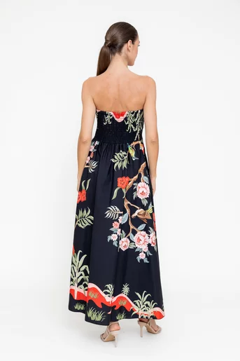 Rochie maxi din bumbac neagră RBR0510