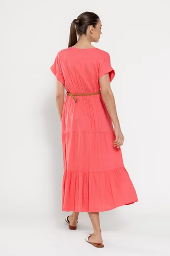 Rochie maxi din in cu curea corai RYF0306