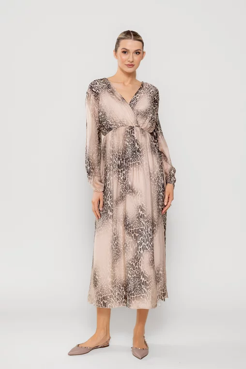 Rochie maxi din matase animal print RGI0210 picture - 6
