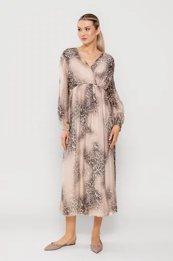 Rochie maxi din matase animal print RGI0210