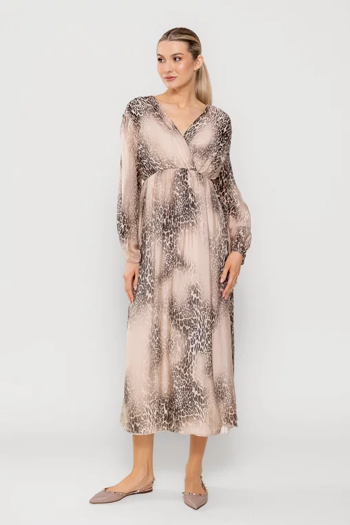 Rochie maxi din matase animal print RGI0210 picture - 1