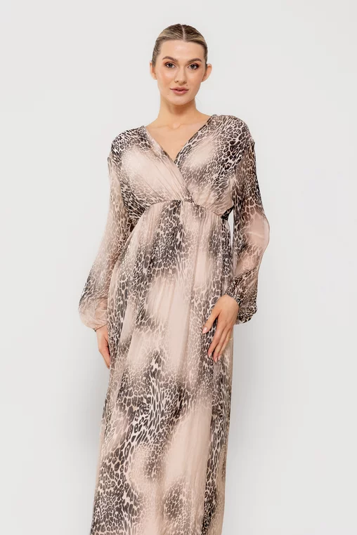 Rochie maxi din matase animal print RGI0210 picture - 3