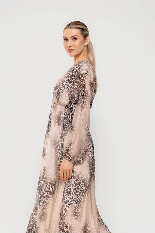 Rochie maxi din matase animal print RGI0210 picture - 5