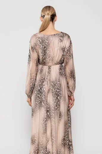 Rochie maxi din matase animal print RGI0210