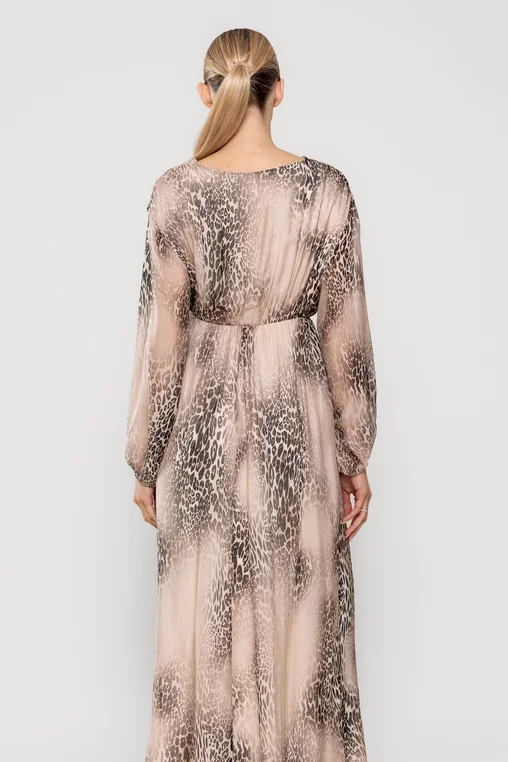 Rochie maxi din matase animal print RGI0210 picture - 2
