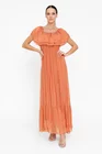 Rochie maxi mătase naturală somon RBB0507 thumbnail picture - 
