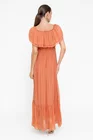 Rochie maxi mătase naturală somon RBB0507 thumbnail picture - 