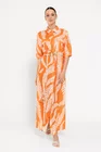 Rochie maxi tip cămașă cu cordon orange RROS0301 thumbnail picture - 