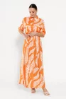 Rochie maxi tip cămașă cu cordon orange RROS0301 thumbnail picture - 