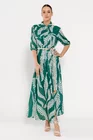 Rochie maxi tip cămașă cu cordon verde RROS0301 thumbnail picture - 