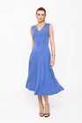 Rochie midi albastră din jerseu, croială în clini R8509 thumbnail picture - 