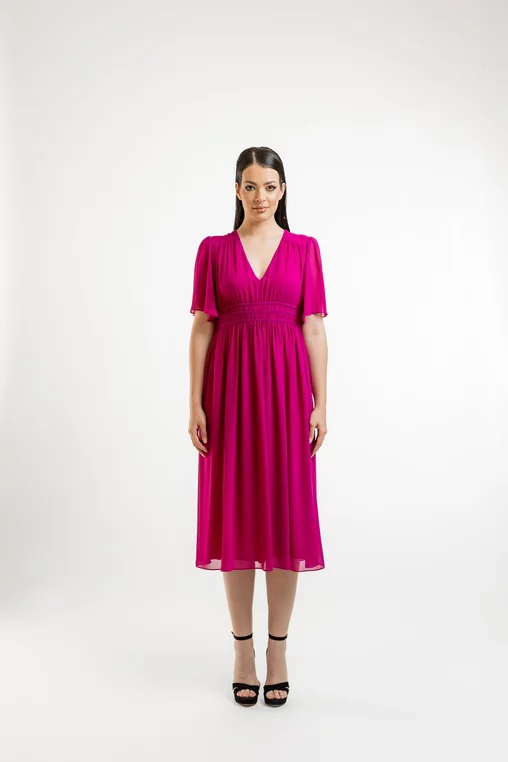 Rochie midi Caramel din voal fucsia R8423 picture - 3