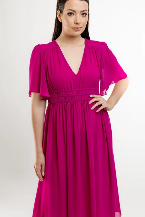 Rochie midi Caramel din voal fucsia R8423 picture - 9