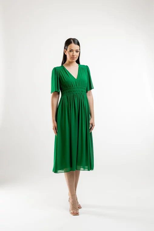 Rochie midi Caramel din voal verde R8423 picture - 5