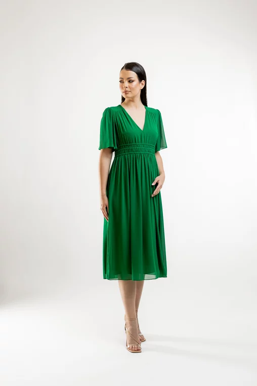 Rochie midi Caramel din voal verde R8423 picture - 7