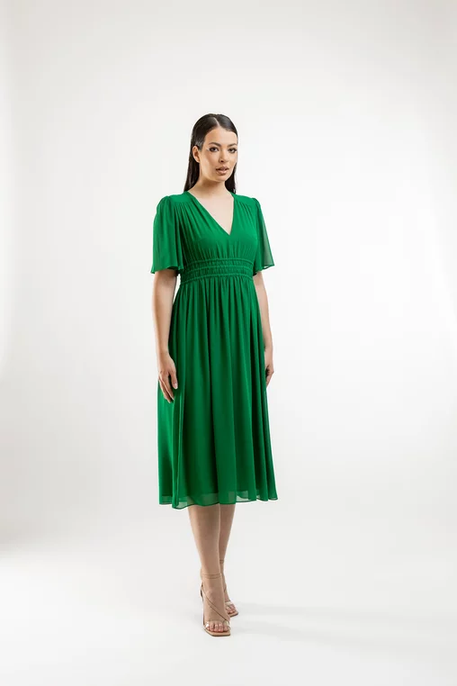 Rochie midi Caramel din voal verde R8423 picture - 9