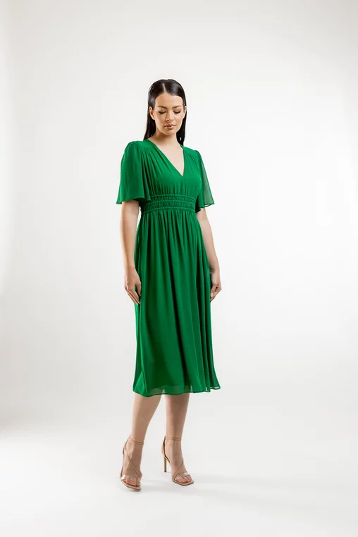 Rochie midi Caramel din voal verde R8423 picture - 11